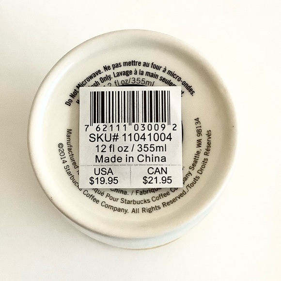 Starbucks Mermaid Siren Ceramic Travel Tumbler Mug Gold Lid 2014 Watercolor new - Picture 8 of 12